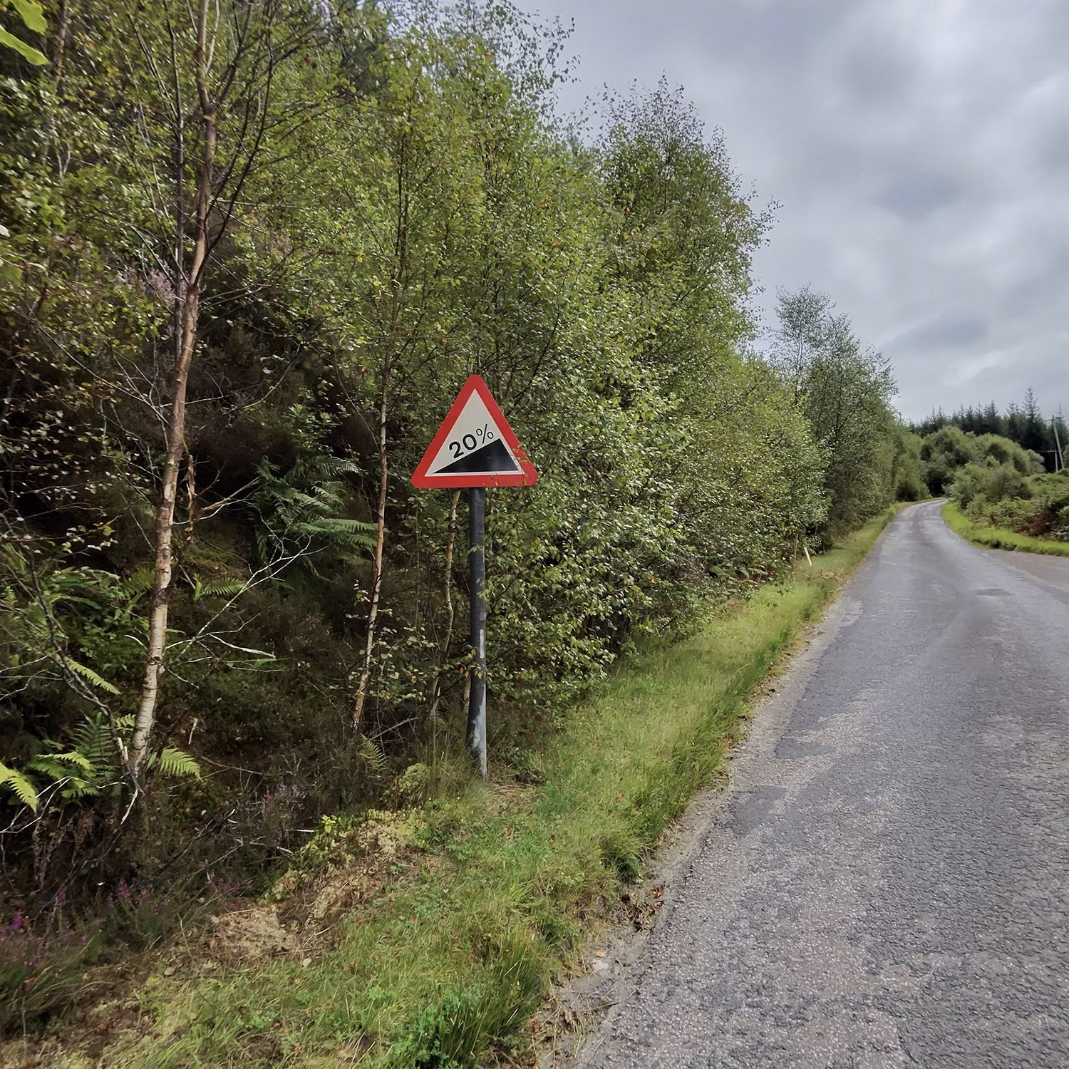 20 percent sign on Whistlefield mountain pass