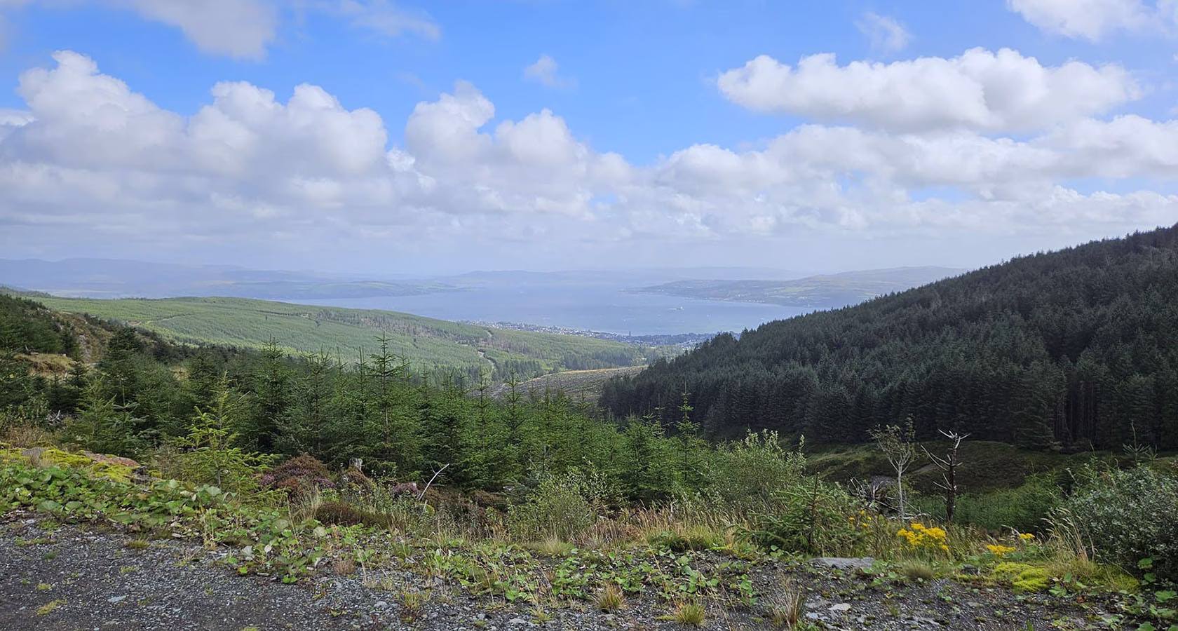View of the Clyde from above Dunoon on gravel roads