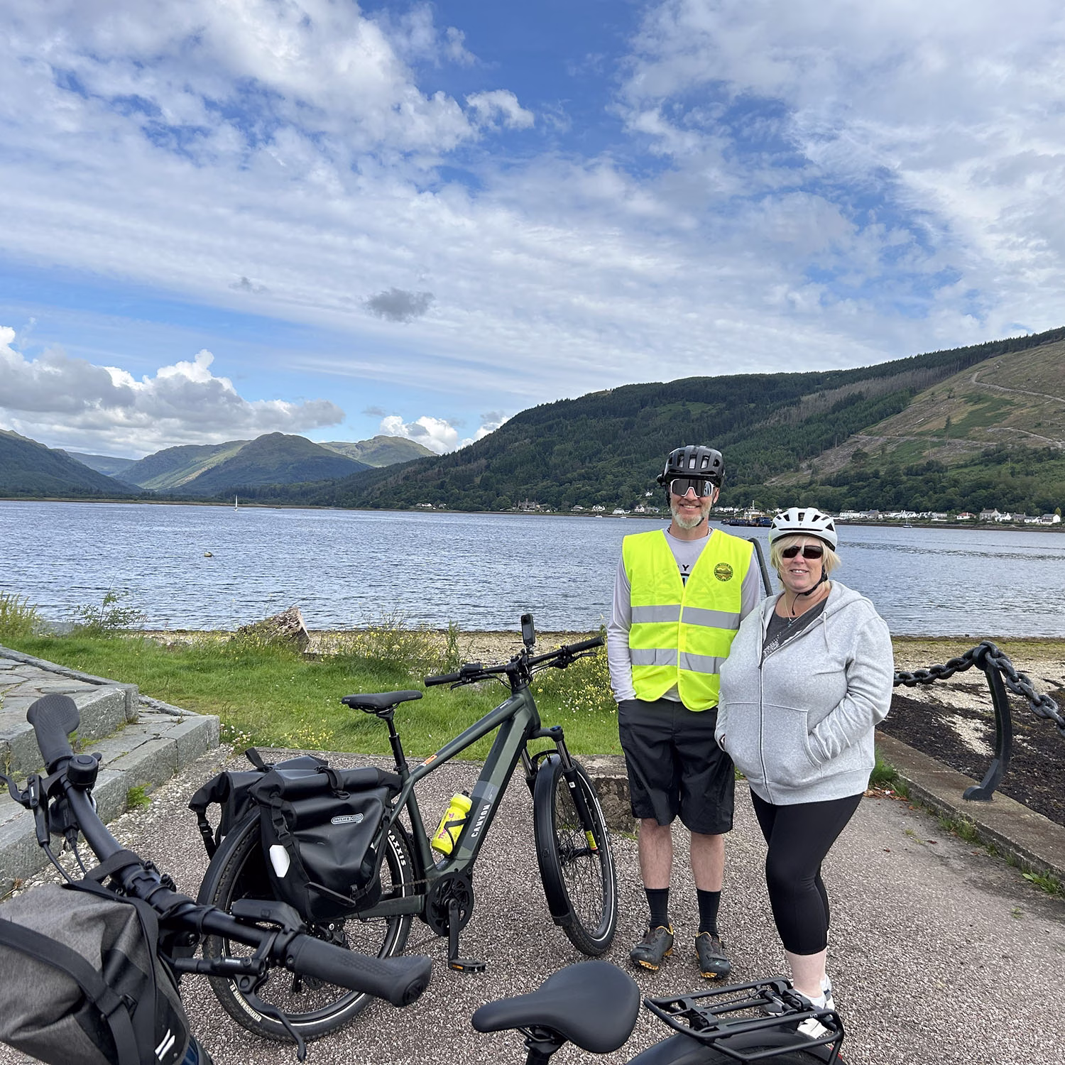 Bike tour stopped at Holy Loch